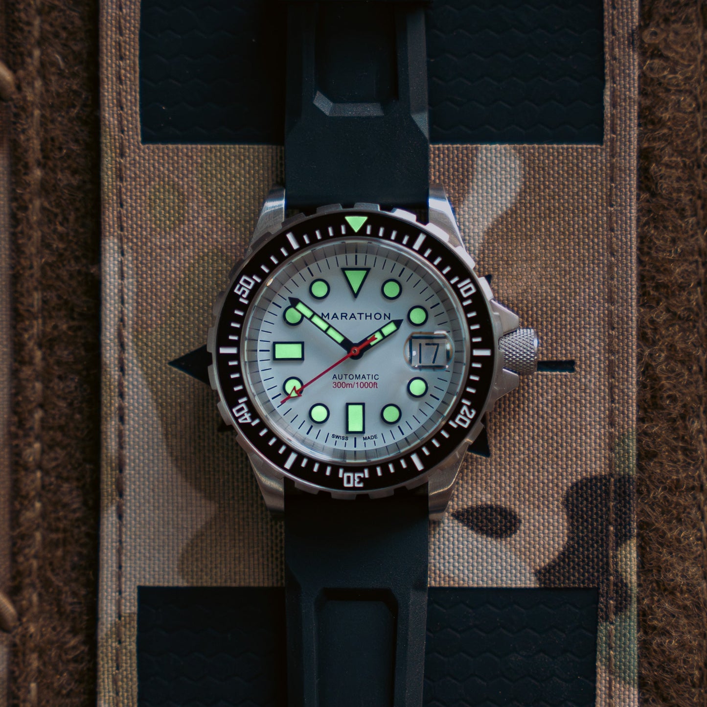 Marathon WW194026SS-2530 36Mm Osar-D Arctic Edition Automatic White Dial Unisex Watch, SS/BKSS 3PC Rubber