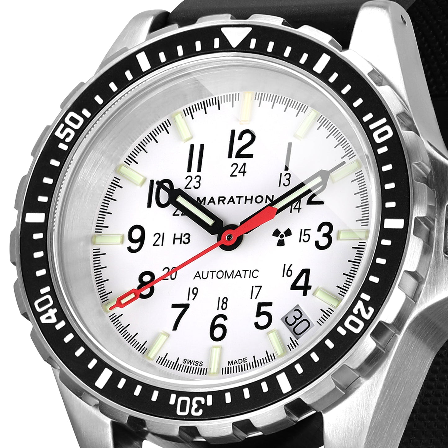 Marathon WW194026SS-0530 Arctic Edition Medium Diver's Automatic (MSAR Auto) - 36mm with 3 pieces Black Rubber Strap