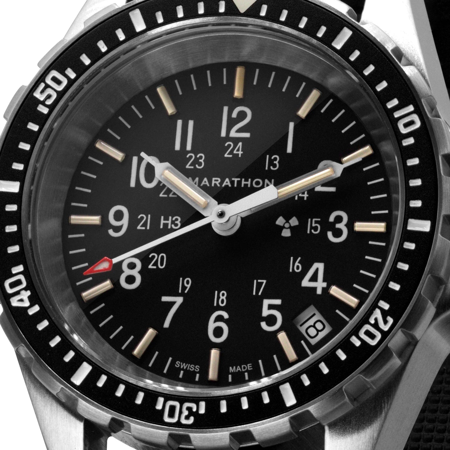 Marathon WW194027SS-0130 Medium Diver's Quartz (MSAR Quartz) - 36mm with 3 pieces Black Rubber Strap