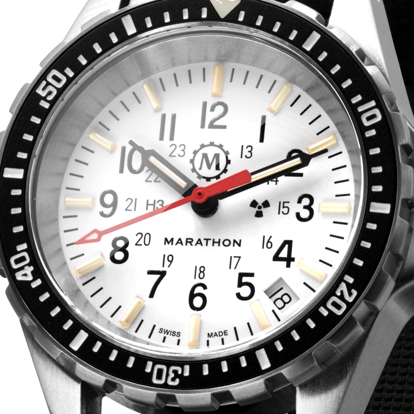 Marathon WW194027SS-0530 Arctic Edition Medium Diver's Quartz (MSAR Quartz) - 36mm with 3 pieces Black Rubber Strap