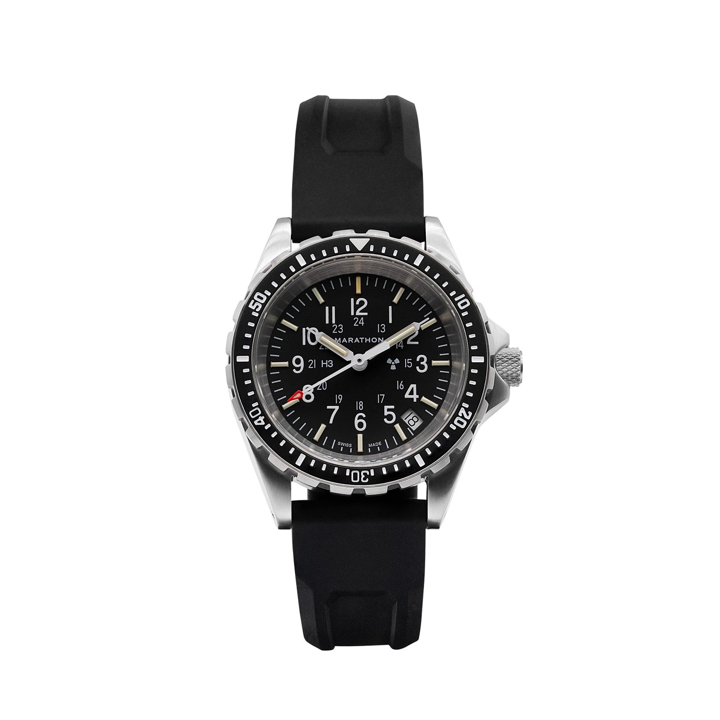 Marathon WW194027SS-0130 Medium Diver's Quartz (MSAR Quartz) - 36mm with 3 pieces Black Rubber Strap