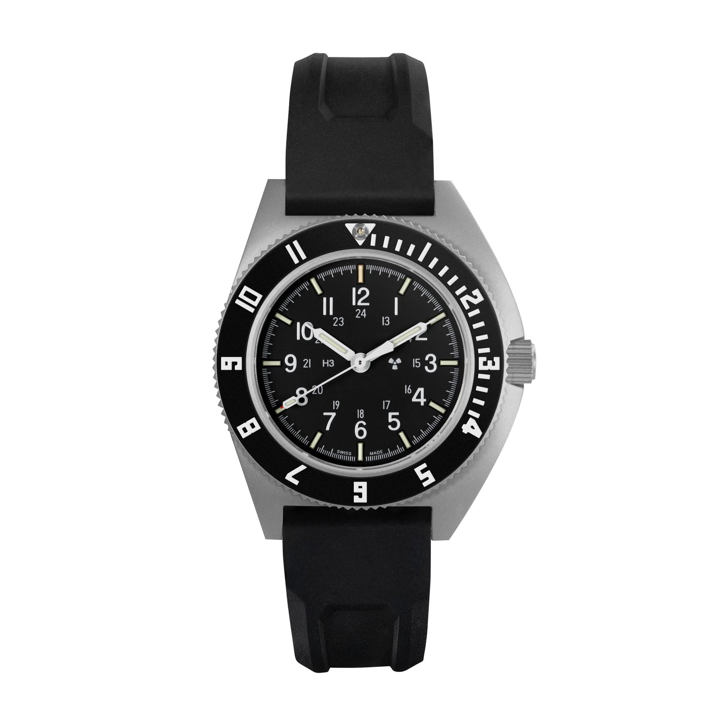 Marathon WW194029SS-0830 41mm SSNAV AUTO Standard-Issue, Tritium Pilot's Automatic, Type II, SS/BKPS 3PC Rubber Strap Kit