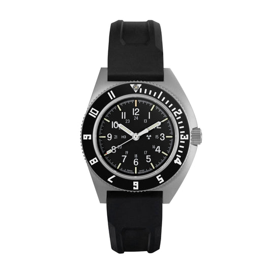 Marathon WW194029SS-0830 41mm SSNAV AUTO Standard-Issue, Tritium Pilot's Automatic, Type II, SS/BKPS 3PC Rubber Strap Kit