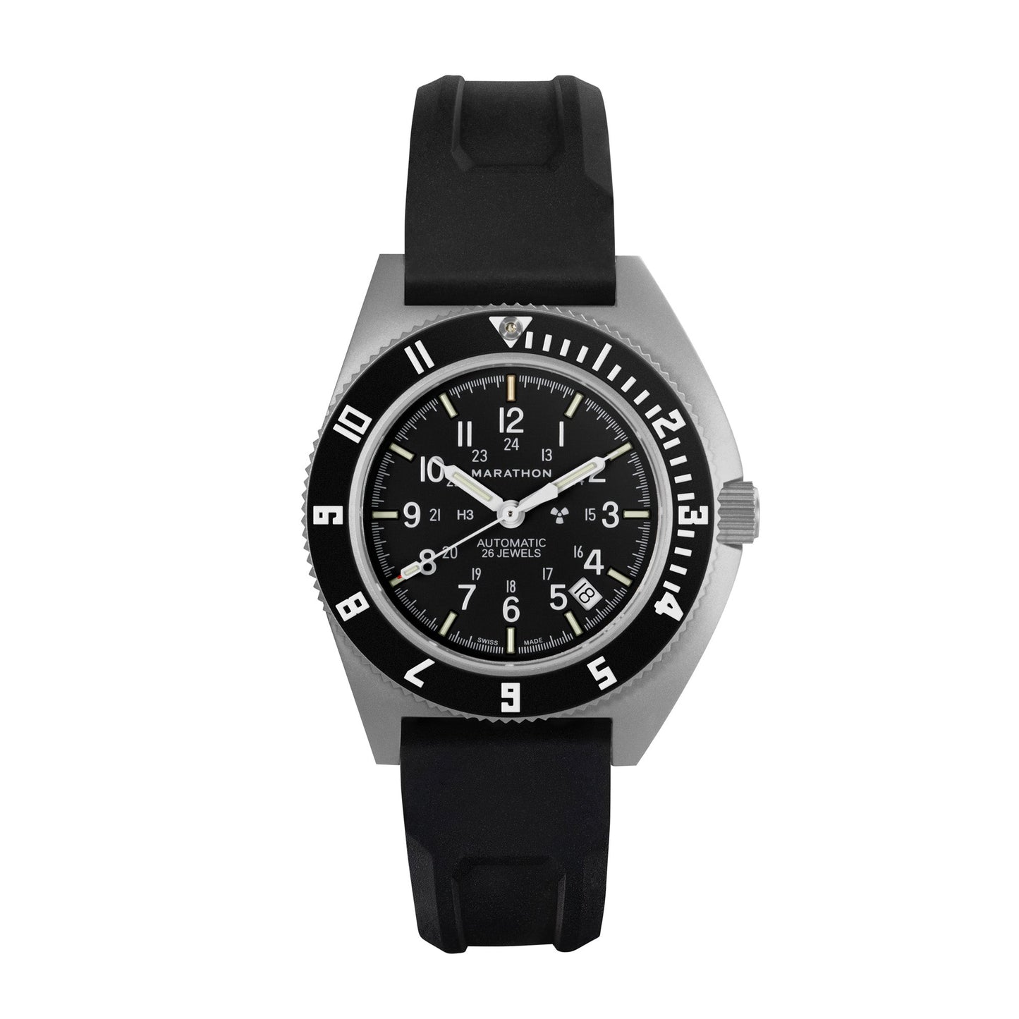 Marathon WW194030SS-0130 NAV, Date, AUTO, SAPH, NGM, COL: SS/BKPS 3PC Rubber Strap