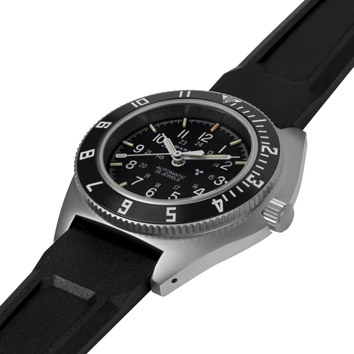 Marathon WW194030SS-0130 NAV, Date, AUTO, SAPH, NGM, COL: SS/BKPS 3PC Rubber Strap