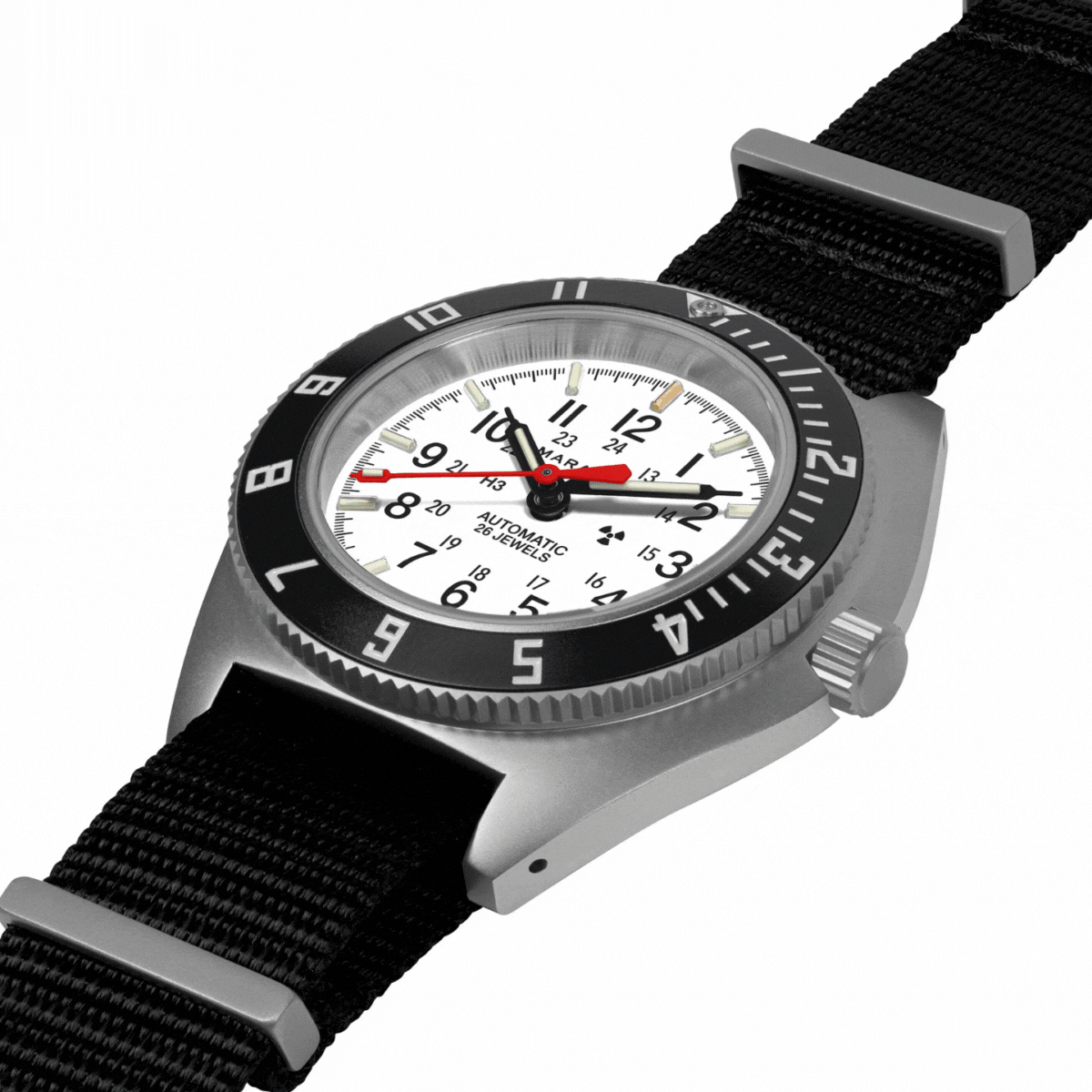 Marathon WW194030SS-0503 NAV, Date, AUTO, SAPH, ARCTIC NGM, COL: SS/BKPS DS Nylon 11"
