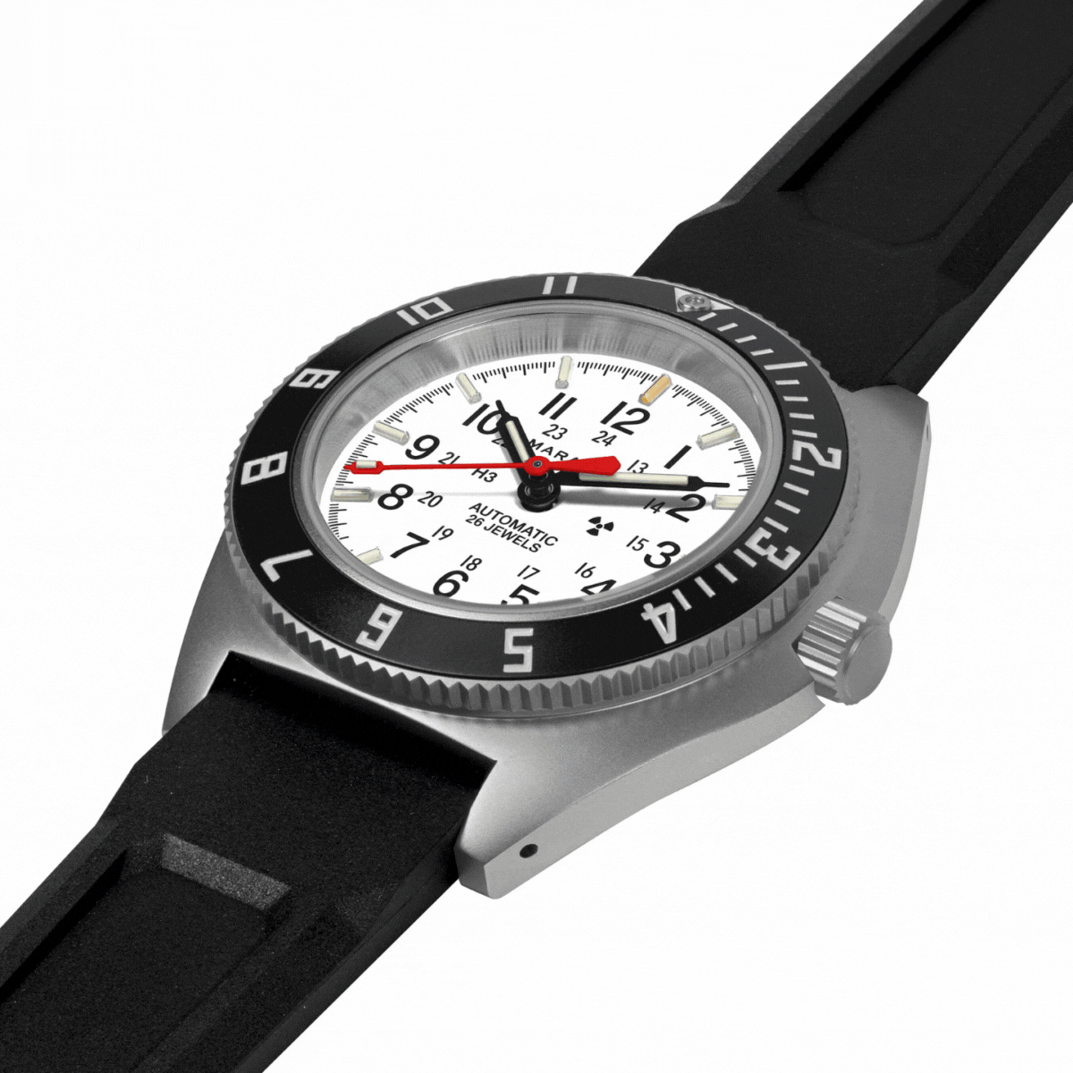 Marathon WW194030SS-0530 NAV, Date, AUTO, SAPH, ARCTIC NGM, COL: SS/BKPS 3PC Rubber Strap Kit