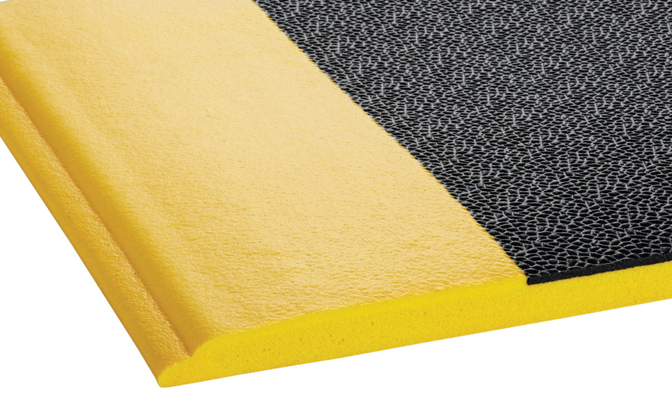 Crown Matting WB 0035YP Wear-Bond Tuff-Spun Pebble-Surface 3'x5' Black w/Yellow Anti-Fatigue Dry Area Mat