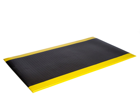 Crown Matting WB 0312YD Wear-Bond Tuff-Spun Diamond-Surface 3'x12' Black w/Yellow Anti-Fatigue Dry Area Mat