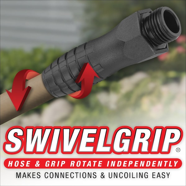 Colors HFZC5100BRS-E SwivelGrip® Garden Hose, 5/8" x 100', 3/4" - 11 1/2 GHT Fittings, Brown Mulch