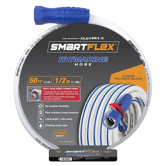 SmartFlex HSFRV450 RV/Marine Hose, 1/2" x 50', 3/4" - 11 1/2 GHT Fittings