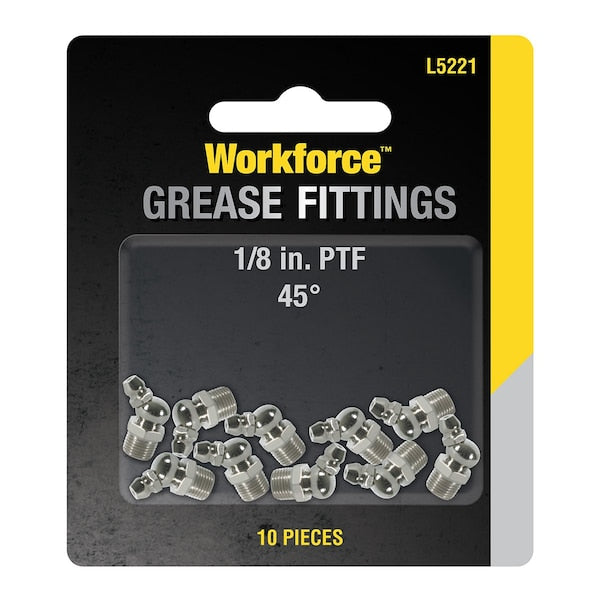 Workforce L5221 Grease Fittings, 45° 1/8" PTF, 10-Piece