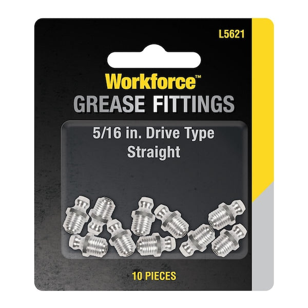 Workforce L5621 Grease Fittings, Drive Type, 5/16" Straight, 10-Piece