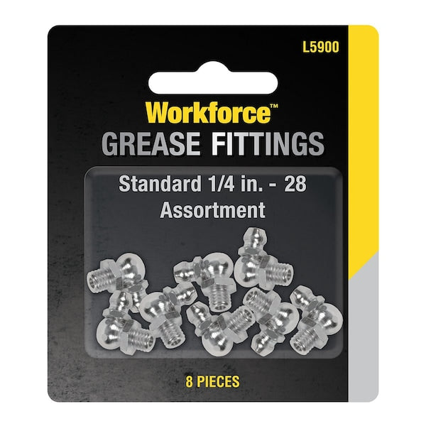 Workforce L5900 Grease Fittings, Assortment, Standard, 8-Piece