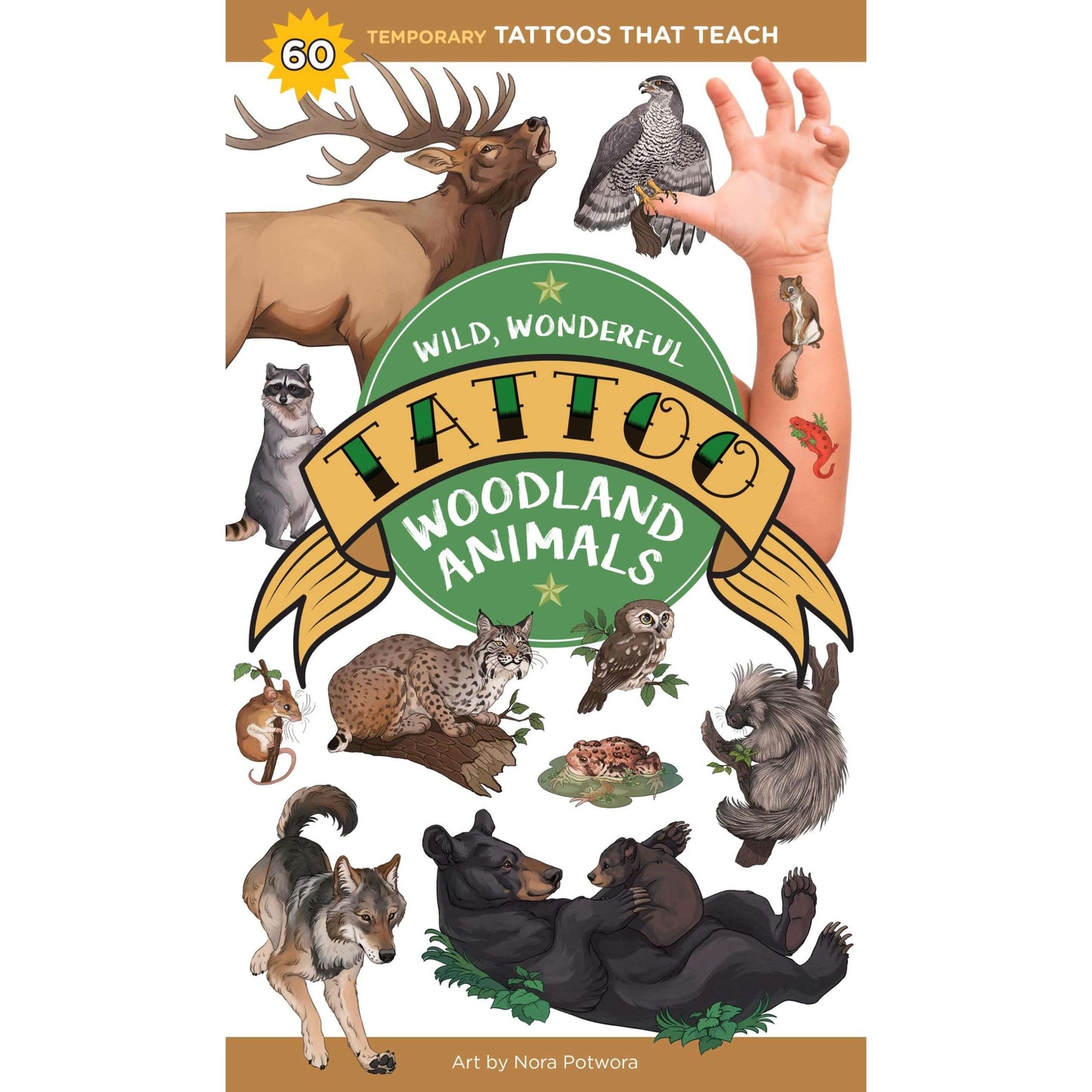 Paradise Clay HCT090 Wild, Wonderful Tattoo Woodland Animals: 60 Temporary Tattoos That Teach - Book