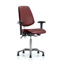 Blue Ridge Ergonomics NCR-VMBCH-CR-T1-A1-CF-RG-8815 Class 100 Vinyl Clean Room Chair - Medium Bench Height with Seat Tilt, Adjustable Arms, Chrome Foot Ring, & Stationary Glides in Borscht Supernova™ Vinyl