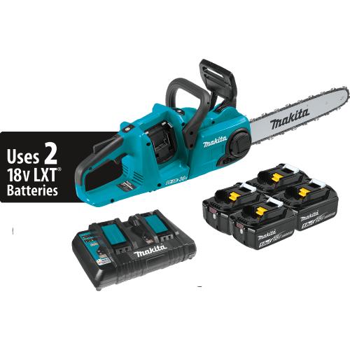 Makita XCU03PT1 36V (18V X2) LXT® Brushless 14" Chain Saw Kit with 4 Batteries (5.0Ah)