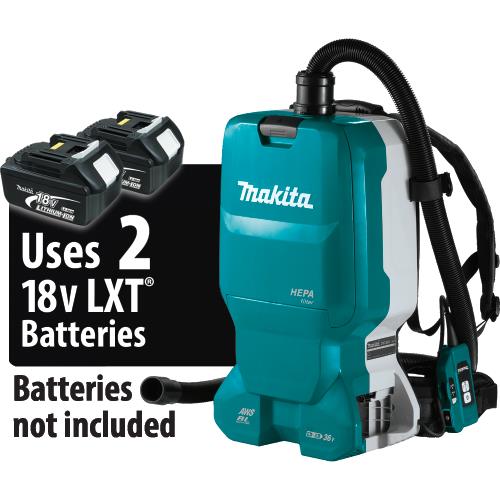 Makita XCV18ZX 36V (18V X2) LXT® Brushless 1.6 Gallon HEPA Filter Backpack Dry Dust Extractor, AWS® Capable, Tool Only