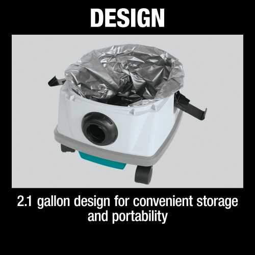 Makita XCV21ZX 36V (18V X2) LXT® Brushless 2.1 Gallon HEPA Filter Dry Dust Extractor, Tool Only