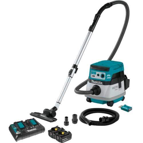 Makita XCV22PTU 36V (18V X2) LXT® Brushless 2.1 Gallon HEPA Filter Dry Dust Extractor/Vacuum Kit, AWS® (5.0Ah)