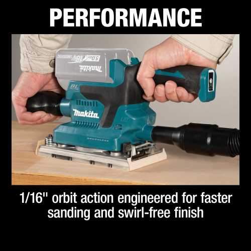 Makita XOB03Z 18V LXT® Lithium‘Ion Brushless Cordless 1/3 Sheet Finishing Sander, AWS® Capable, Tool Only