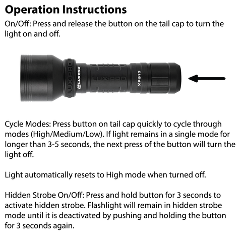 LUXPRO XP913 Pro Series 1100 Lumen LED Rechargeable Focus Flashlight, 4 Pieces Tray