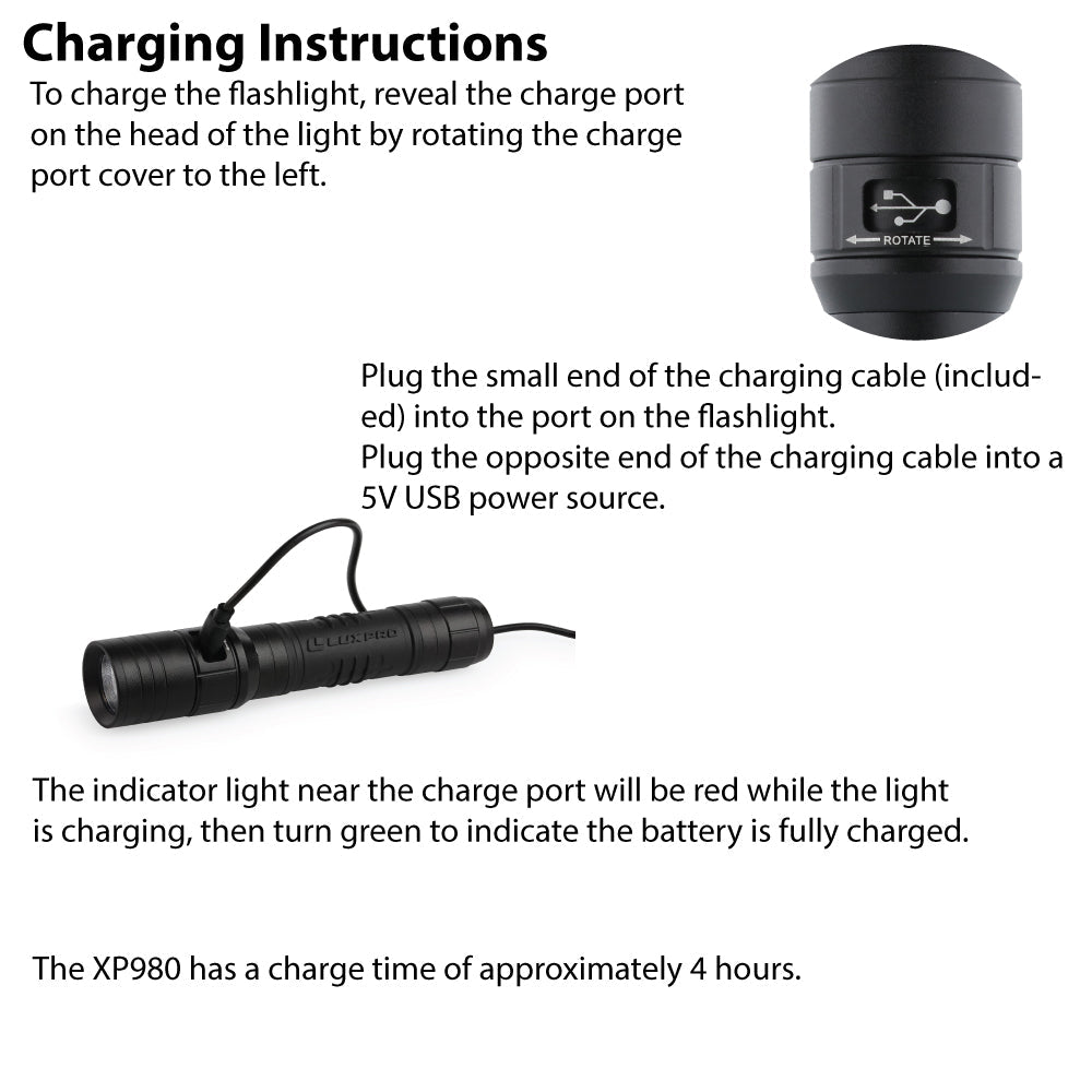 LUXPRO XP980 Pro Series 760 Lumen Rechargeable Flashlight