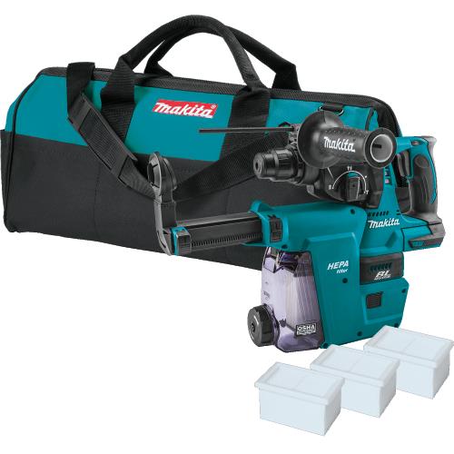 Makita XRH01ZWX 18V LXT® Lithium‘Ion Brushless Cordless 1" SDS‘PLUS Rotary Hammer, w/ HEPA Dust Extractor Attachment, Tool Only