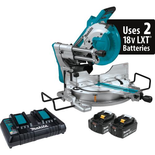 Makita XSL04PTU 36V (18V X2) LXT® Brushless 10" Dual‘Bevel Sliding Compound Miter Saw Kit, AWS® and Laser (5.0Ah)