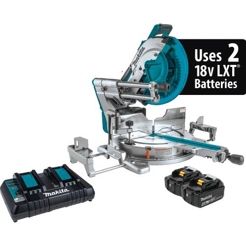 Makita XSL07PT 36V (18V X2) LXT® Brushless 12" Dual‘Bevel Sliding Compound Miter Saw with Laser Kit (5.0Ah)