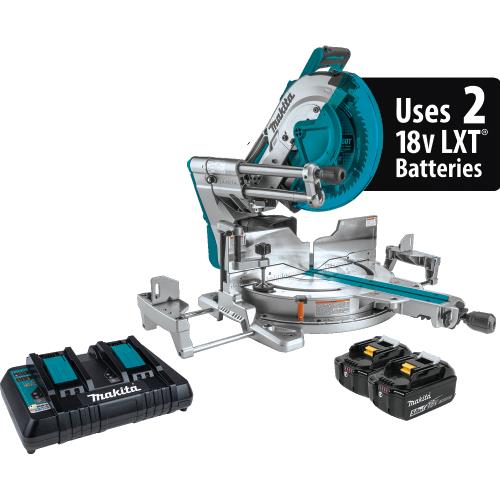 Makita XSL08PT 36V (18V X2) LXT® Brushless 12" Dual‘Bevel Sliding Compound Miter Saw Kit, AWS® Capable and Laser (5.0Ah)