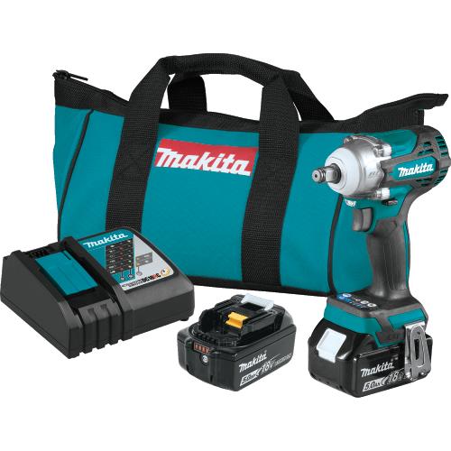 Makita XWT14T 18V LXT® Lithium‘Ion Brushless Cordless 4‘Speed 1/2" Sq. Drive Impact Wrench Kit w/ Friction Ring Anvil (5.0Ah)