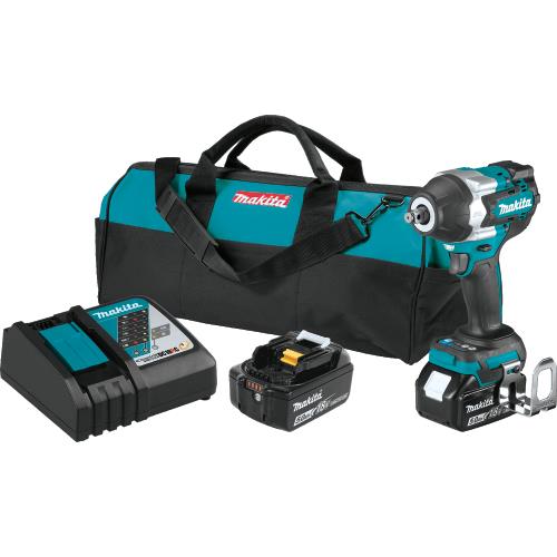 Makita XWT17T 18V LXT® Lithium‘Ion Brushless Cordless 4‘Speed Mid‘Torque 1/2" Sq. Drive Impact Wrench Kit w/ Friction Ring Anvil (5.0Ah)