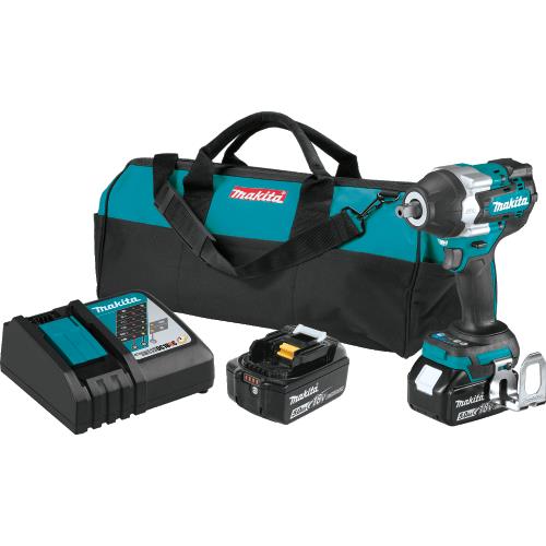 Makita XWT18T 18V LXT® Lithium‘Ion Brushless Cordless 4‘Speed Mid‘Torque 1/2" Sq. Drive Impact Wrench Kit w/ Detent Anvil (5.0Ah)