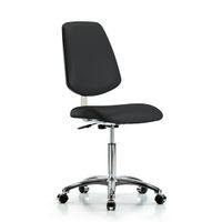 Blue Ridge Ergonomics CLR-VMBCH-MB-CR-NF-RG-8584 Class 10 Clean Room Vinyl Chair Chrome - Medium Bench Height with Medium Back & Stationary Glides in Taupe Trailblazer™ Vinyl