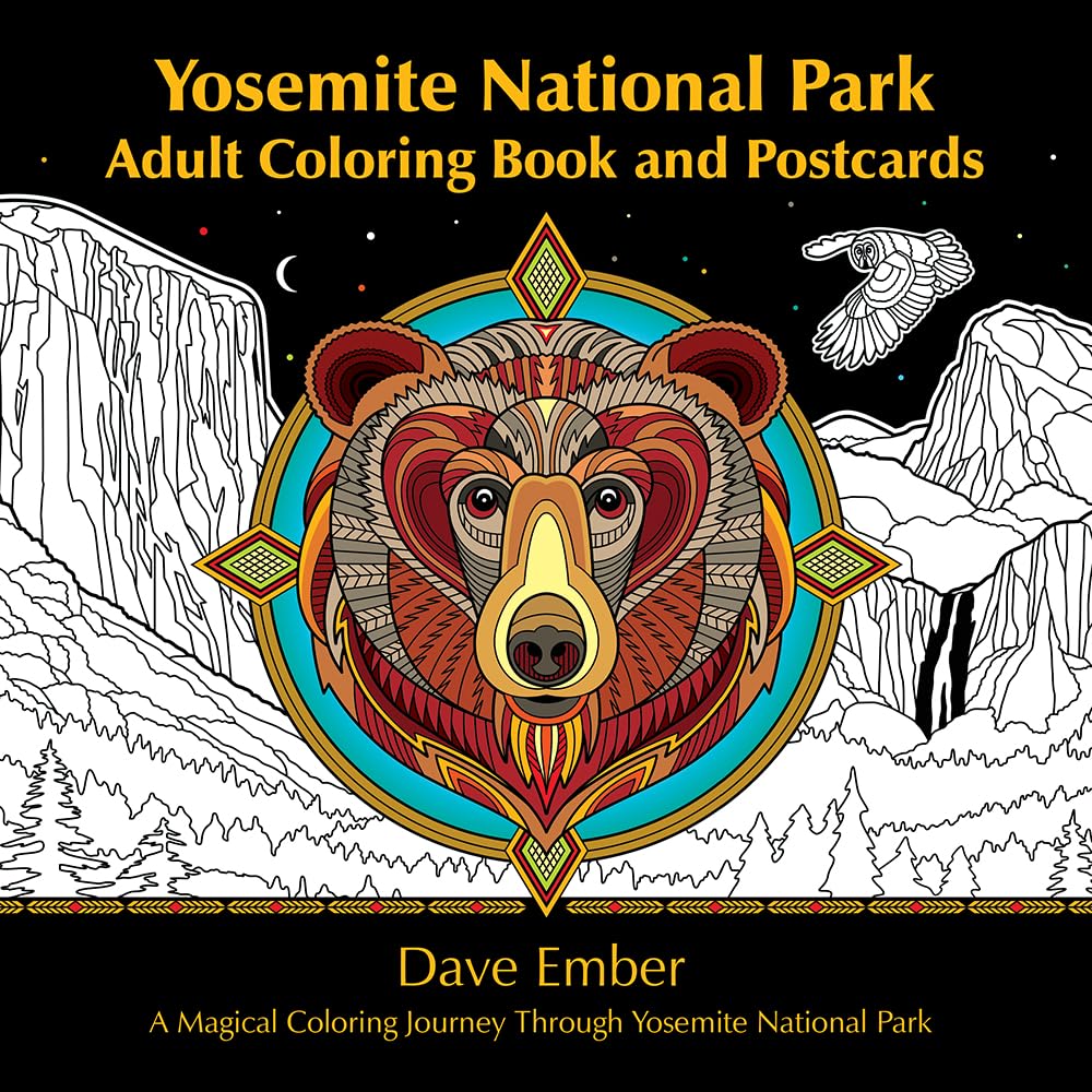 Paradise Clay FAR041 Yosemite National Park Adult Coloring Book and Postcards - Book