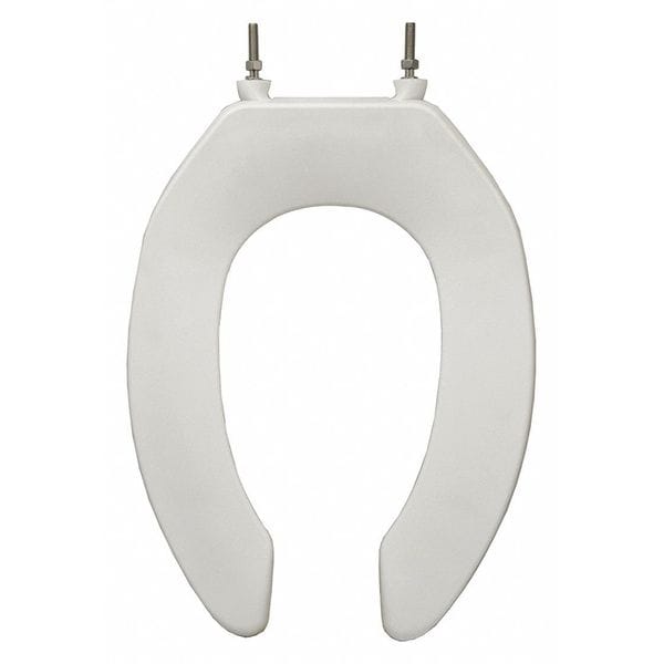 Jones Stephens C106SSCAMFR0 White Fire Retardant Plastic Toilet Seat, Open Front less Cover, Self-Sustaining Check Hinges, Elongated
