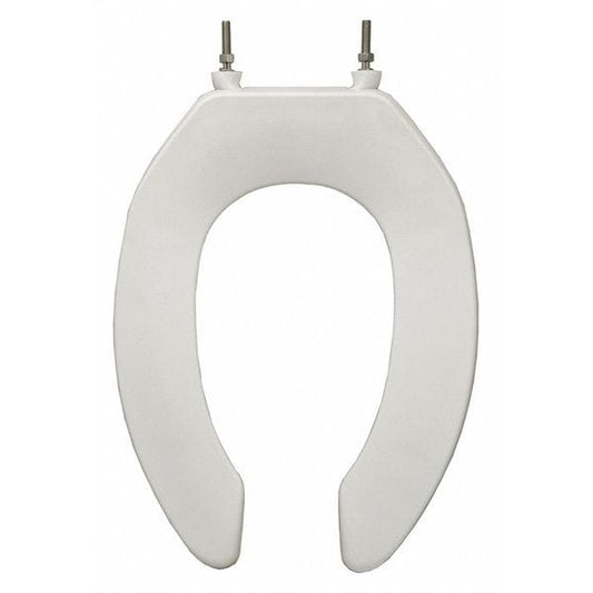 Jones Stephens C106SSCAMFR0 White Fire Retardant Plastic Toilet Seat, Open Front less Cover, Self-Sustaining Check Hinges, Elongated