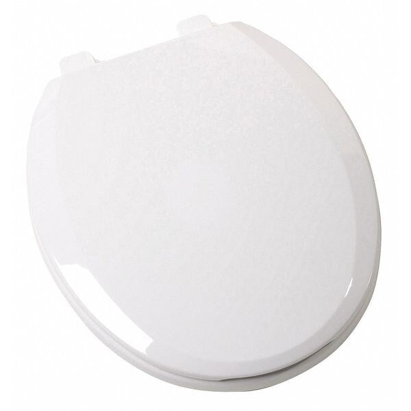 Jones Stephens C1210S00 White Deluxe Plastic Toilet Seat, Closed Front with Cover, Slow-Close and QuicKlean® Hinges, Round