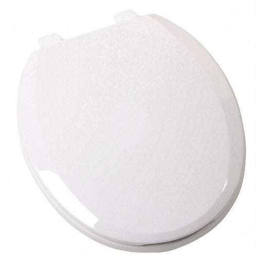 Jones Stephens C1210S00 White Deluxe Plastic Toilet Seat, Closed Front with Cover, Slow-Close and QuicKlean® Hinges, Round