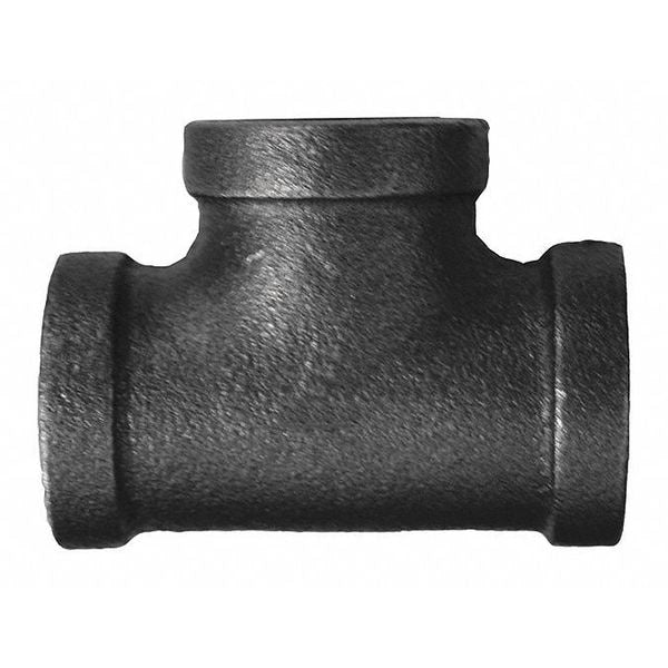 Jones Stephens B4600118 3/4" x 1/2" x 1/2" Black Iron Reducing Tee, Banded