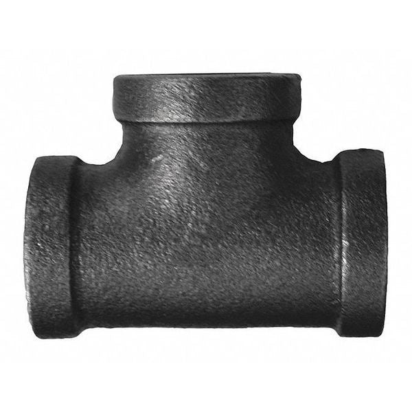 Jones Stephens B4600223 1-1/4" x 1-1/4" x 3/4" Black Iron Reducing Tee, Banded