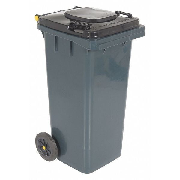 Vestil TH-32-GY TH Series 32 gal Rectangular Outdoor Can, Gray, Lift Up, HDPE, 18 3/4 in