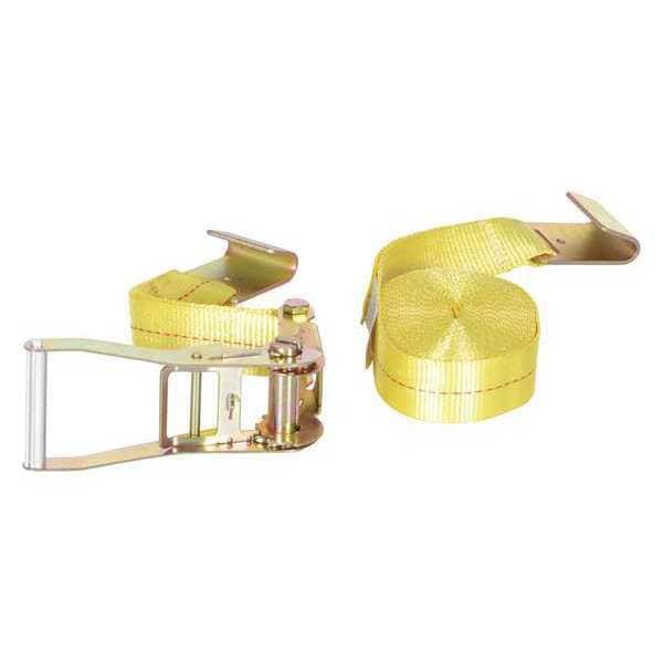 Vestil STRAP-27-FH Ratcheting Cargo Strap With Flat Hook, 2" x 27, 6800 lbs Break Strength