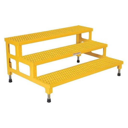 Vestil ASP-48-3 Adjustable Serrated Step Mate Stand, 22.25 Overall Height, Steel, Yellow