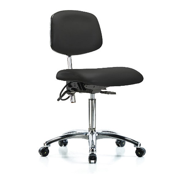 Blue Ridge Ergonomics NECR-MBCH-CR-T1-A0-NF-EC-ESDBLK Class 100 Vinyl Clean Room/ESD Chair - Medium Bench Height with Seat Tilt & ESD Casters in Black ESD Vinyl