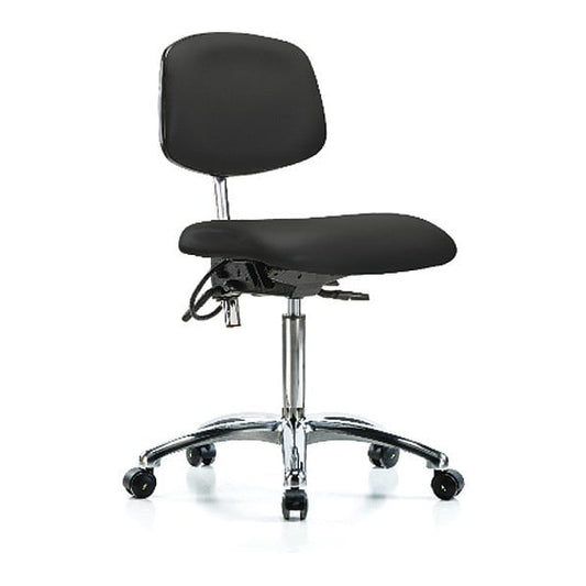 Blue Ridge Ergonomics NECR-MBCH-CR-T1-A0-NF-EC-ESDBLK Class 100 Vinyl Clean Room/ESD Chair - Medium Bench Height with Seat Tilt & ESD Casters in Black ESD Vinyl