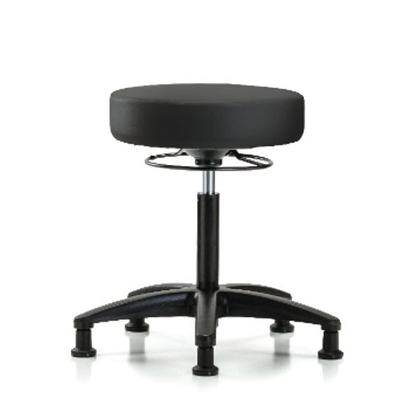 Blue Ridge Ergonomics VMBSO-RG-NF-RG-8540 Rutledge Vinyl Stool without Back - Medium Bench Height with Stationary Glides in Black Trailblazer™ Vinyl