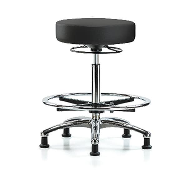 Blue Ridge Ergonomics VHBSO-CR-CF-RG-8540 Rutledge Vinyl Stool without Back Chrome - High Bench Height with Chrome Foot Ring & Stationary Glides in Black Trailblazer™ Vinyl
