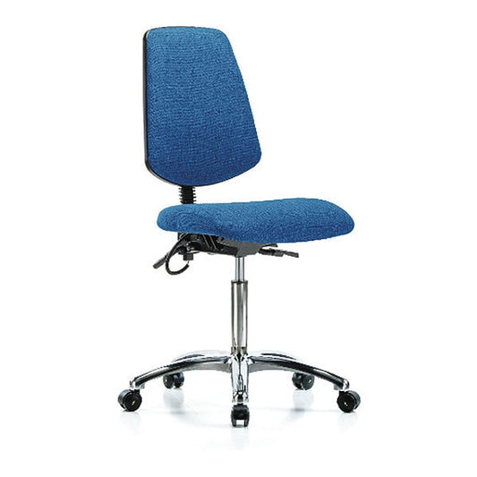 Blue Ridge Ergonomics ESD-FMBCH-MB-CR-T1-A0-NF-EC-ESDBLU Fabric ESD Chair - Medium Bench Height with Medium Back, Seat Tilt, & ESD Casters in ESD Blue Fabric